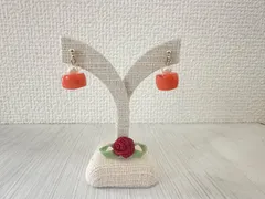 高級小粒淡水パール☆エレガントピンク珊瑚ピアス