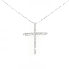 K18WG/PT850 クロス ダイヤモンド ネックレス 0.70CT