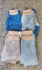 未使用品 STREAM モコモコ靴下 4足セット 23～25cm グレー ベージュ　青