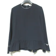 美品 MW TOKYO エムダブリュー フェイクパールボタン ペプラムブラウス 16-FK005 サイズ36 ネイビー レディース 古着 中古 USED