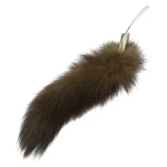 美品 FENDI フェンディ セーブルファー ストラップ チャーム キーホルダー アクセサリー ブラウン レディース 古着 中古 USED