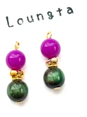 パープル グリーン 小ぶりピアス 樹脂ピアス