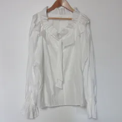 未使用 24AW Diagram ダイアグラム グレースコンチネンタル フリルカラーシアーカフタンブラウス 0324341156 サイズ36 ホワイト レディース 古着 中古 USED