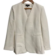 美品 Theory セオリー CLASSIC CREP LINDRAYIA B ノーカラージャケット サイズ0 ホワイト レディース 古着 中古 USED