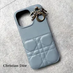 Christian Dior クリスチャンディオール Lady Dior iPhone13pro ケース レザー チャーム ブルー カナージュ