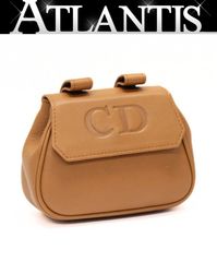 美品 クリスチャンディオール Christian Dior ヴィンテージ ベルトポーチ レザー ブラウン 【73726】