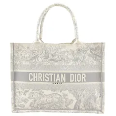 【Dior】クリスチャンディオール ブックトート ミディアム トワルドゥジュイ ジャガード キャンバス グレー レディース トートバッグ