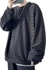 0218 black-XL メンズ 秋服 トレーナー 大きいサイズ ゆったり 柔らかい肌触り 無地 長袖 プルオーバー 男女兼用 トップス 1414_823