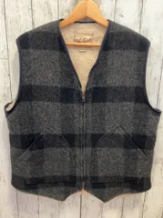  WOOLRICH ウールリッチ ベスト 90s チェック USA製 裏ボア ジップアップ ボア汚れ有 アメカジ  サイズL