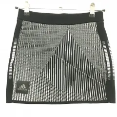 【超美品】アディダス ニットスカート 黒×グレー 総柄 内側インナーパンツ ワッペン レディース S ゴルフウェア adidas