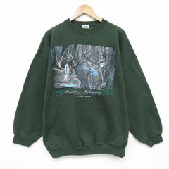 Deer プリント クルーネック スウェット グリーン L〜XL - メルカリ