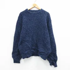 XL/古着 エディーバウアー 長袖 セーター メンズ 90年代 90s 無地 クルーネック 紺 25dec27