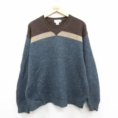 XL/古着 ジェイクルー 長袖 セーター メンズ シェットランドウール Vネック 薄紺他 25dec27