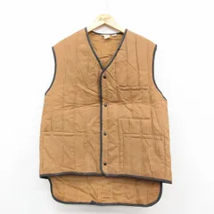 M/古着 ナイロン キルティング ベスト メンズ 80年代 80s ベージュ 25dec27