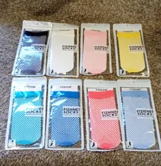 未使用品 STREAM FISHNET SOCKS アンクレット丈 網ソックス 23～25cm 8足セット サックス コーラルレッド ブルー ホワイト エメラルド ブラック ピンク イエロー