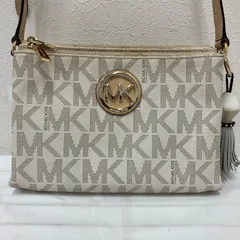 9871　MICHAEL KORS　マイケルコース　MK　ショルダーバッグ　お財布ショルダーバッグ　レディース　シンプル　きれいめ　小さめ　ミニ　上品　モノグラム　オフホワイト　ベージュ　カードポケット
