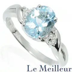 アクアマリン 1.35ct ダイヤモンド ホワイトゴールド K18WG リング 指輪 14号 中古 プレラブド 返品OK