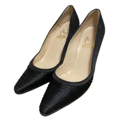 良品 Christian Louboutin クリスチャンルブタン サテン ポインテッドトゥパンプス サイズ35 約22cm ブラック レディース 古着 中古 USED