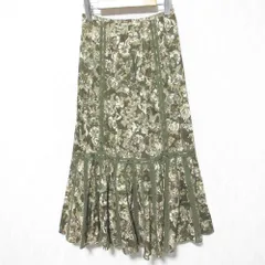美品 PINK HOUSE ピンクハウス フラワープリント ロング マーメイドスカート カーキ レディース 古着 中古 USED