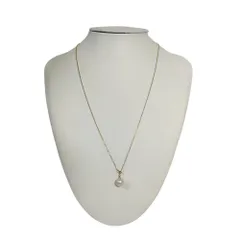 美品 Pearly Lustre パーリーラスター S925 約9.5mm チェーン パールネックレス アクセサリー 箱付き ホワイト ゴールドカラー レディース 古着 中古 USED