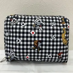 9021　LeSportsac　レスポートサック　ポーチ　大きめ　大容量　アリス　ギンガムチェック　ブラック　黒　不思議の国のアリス　トランプ　レディース　小物入れ