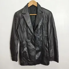 レザー ジャケット 2B 総裏 テーラード 羊革 ラム 本革 古着 vintage ブラック系 サイズ 42 B505