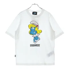 DSQUARED2 (ディースクエアード) ×SMURFS フロントプリントクルーネック半袖Tシャツカットソー レディース ホワイト S73GC0287 S24558