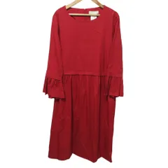 良品 S Max Mara エスマックスマーラ ロング ストレッチコットンワンピース 44 レッド レディース 古着 中古 USED