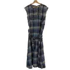 良品 INGEBORG インゲボルグ S/Cビッグチェックワンピース A2221FA506 ネイビー マルチカラー レディース 古着 中古 USED