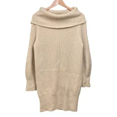 美品 FOXEY NEW YORK フォクシーニューヨークコレクション オフショルダーリブニットプルオーバーワンピース 39011 サイズ40 ベージュ レディース 古着 中古 USED