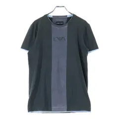 EMPORIO ARMANI (エンポリオアルマーニ) EAロゴプリント レイヤードデザイン クルーネック 半袖Tシャツ カットソー グレー