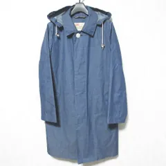 美品 Traditional Weatherwear トラディショナルウェザーウェア SELBY HOOD フード付き デニムライク ステンカラーコート 34 ブルー レディース 古着 中古 USED