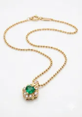 ​K18 エメラルドネックレス ハート型 ネックレス 3.49g 長さ約40cm ボール金ネックレス