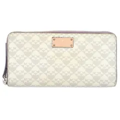 Kate Spade (ケイトスペード) スペード総柄ロゴ ラウンドファスナーレザーロングウォレット 長財布 ベージュ