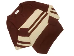 AZUL BY MOUSSY アズールバイマウジー ボーダー キーネック ニット セーター sizeL/茶ｘアイボリー ◇■ レディース