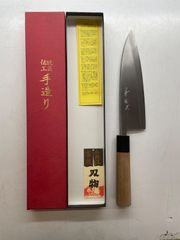 未使用】日本橋 木屋 特選 和庖丁 出刃包丁 木製柄150mm 刻印入り 釣り