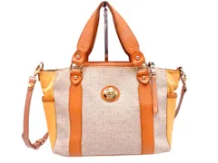 Orobianco オロビアンコ ナイロン 切替 2WAY トート バッグ 黄xベージュ ■■ レディース