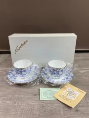 【Noritake】ノリタケボーンチャイナ　ブルーソレンティーノ　カップ＆ソーサー　ペアセット　26WK0257
