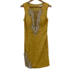 未使用 ANGEL R エンジェルアール ビジュー パーティー 二次会 ノースリーブドレス サイズM イエロー レディース 古着 中古 USED