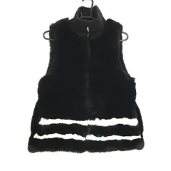 【美品】ルコックゴルフ ファーベスト 黒×白 下部ライン 韓国モデル  レディース S ゴルフウェア le coq sportif