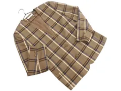 Aquascutum アクアスキュータム ウール100% チェック ノーカラー ジャケット size9/ブラウン ◇■ レディース