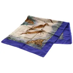 HERMES (エルメス) カレ90 ケニア シルクスカーフ ブルー×ホワイト