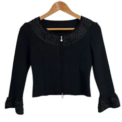 美品 Rene ルネ パールジップ ニット カーディガン サイズ34 ブラック  レディース 古着 中古 USED
