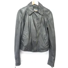 良品 DIESEL ディーゼル ヴィンテージ加工 ラムレザー ライダースジャケット ブルゾン ブラック ネイビー レディース 古着 中古 USED