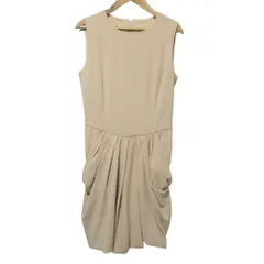 美品 FOXEY NEW YORK フォクシーニューヨーク ノースリーブ 膝丈 シェルバルーンワンピース 32211 38 ピンクベージュ レディース 古着 中古 USED