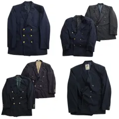 古着卸 まとめ売り 紺ブレザー ダブルブレスト テーラード ジャケット 6枚セット (メンズ 42 /44 ) フォーマル 金ボタン 中古 古着 ND7637