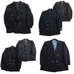 古着卸 まとめ売り 紺ブレザー ダブルブレスト テーラード ジャケット 6枚セット (メンズ 44 /46 ) フォーマル 金ボタン 中古 古着 ND7636