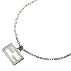FENDI (フェンディ) FF ロゴプレート バゲット チェーンネックレス シルバー