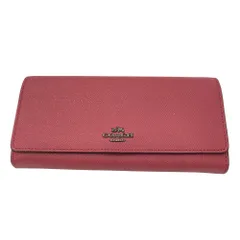 美品 COACH コーチ パスケース付き ロングウォレット 二つ折り長財布 58307 ピンク レディース 古着 中古 USED