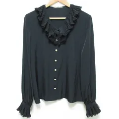 美品 INGEBORG インゲボルグ レースカラー ブラウス ブラック レディース 古着 中古 USED